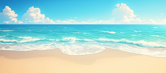 Golden Sands: Sun-Kissed Beachscape with Azure Sea and Sky