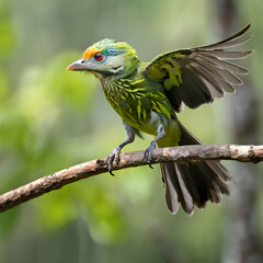 Obraz premium Lineated barbet on a flight