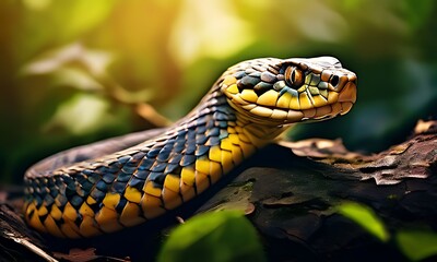 Obraz premium close up of a snake green black colour 