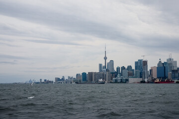 Toronto cityscape with CN Tower, Ontario, Canada. View from the water.