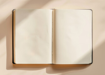 open empty sketchbook on a clean and aesthetic background