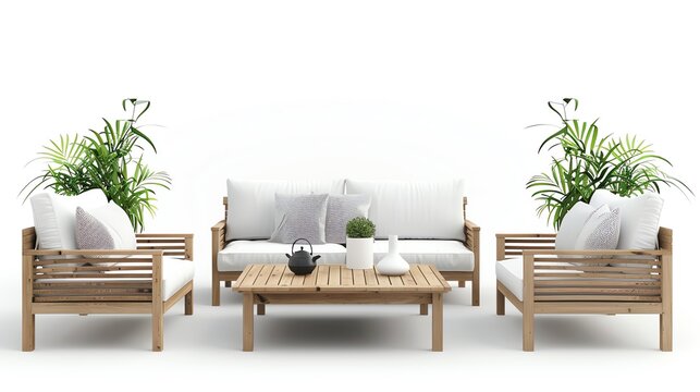 outdoor furniture set, modern and sleek, isolated white background