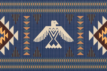 Navajo American Eagle, Native America South Western inspired area rugs ethnic decor style. tribal vector seamless pattern. Indian ornament Boho geometric ornament.folk.orientel. Window .blanket, rug. 