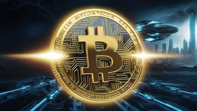 Bitcoin digital illustration cryptocurrency financy economy concept