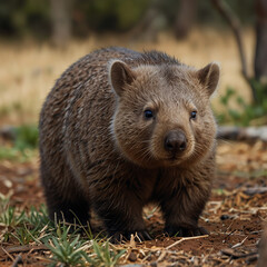 Naklejka premium Surprised raccoon marveling at the camera in wildlife habitat curious and amazed ai photo
