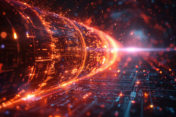 Fototapeta premium Digital background for tech, AI, neural networks, data, audio, graphics