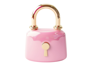 A pink padlock with a golden handle, combination of elegance and security