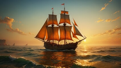 Obraz premium Sailing into the Sunset