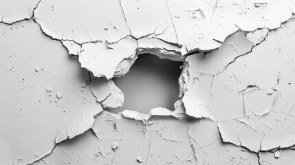 Obraz premium Broken hole white wall texture background fracture