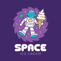 Space Ice Cream Astronaut Logo Vector