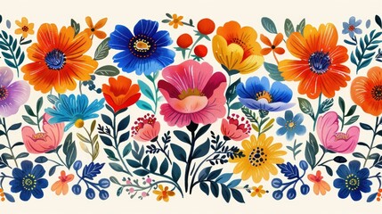 Obraz premium hand-drawn floral and motifs, perfect for cultural festival posters or artisanal branding
