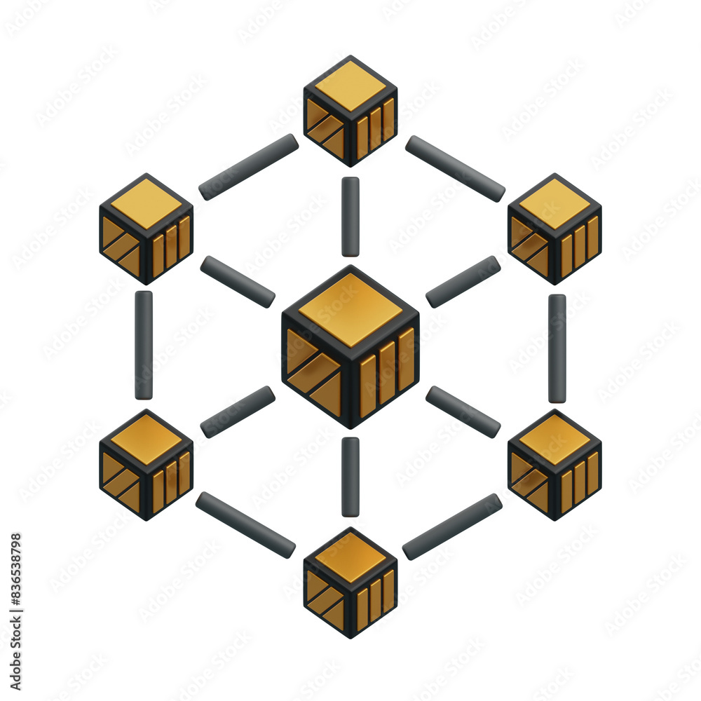 Poster 3d blockchain consists of blocks