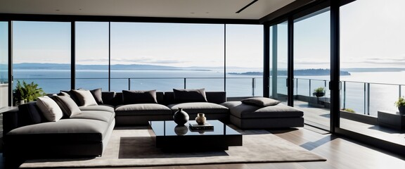 Modern and elegant living room with gray