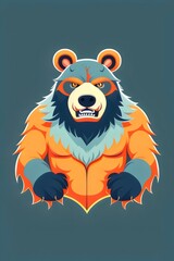 a cartoon grizzly bear, black bear, brown bear, mascot, bear, grizzly, black, brown, mascot, t-shirt, design, illustration, wild, fierce, animal, nature, claws, fur, angry, mean
