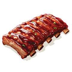 BBQ ribs isolated on white background