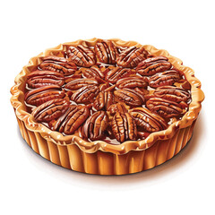 Pecan pie isolated on white background