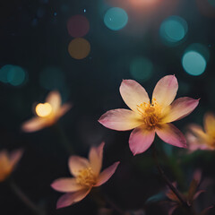 Naklejka premium a many flowers that are blooming in the dark