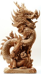 Fototapeta premium Beautiful wood carvings of mythical animals.