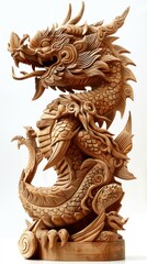 Obraz premium Beautiful wood carvings of mythical animals.