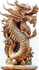 Obraz premium Beautiful wood carvings of mythical animals.