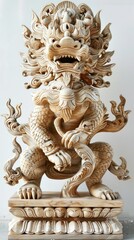 Beautiful wood carvings of mythical animals.