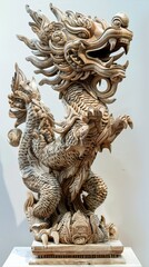 Fototapeta premium Beautiful wood carvings of mythical animals.