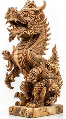 Beautiful wood carvings of mythical animals.