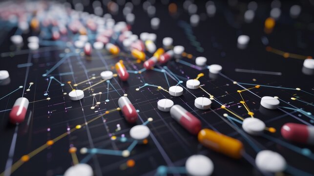 A line chart displaying the relationship between the number of hospital visits and adherence to prescribed medication.