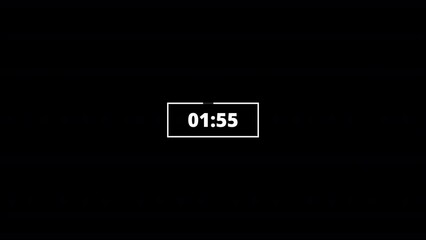 2 minutes countdown, 2 minute timer countdown animation, animation on two minutes countdown on black background.
