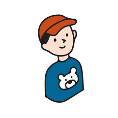 キッズのイラストアイコン　笑顔の子ども　アイソメトリックイラスト