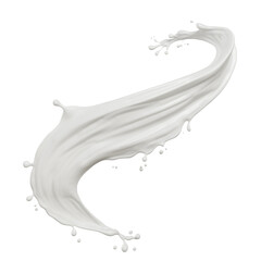 Milk splash isolated, yogurt or milk cream 3d illustration.