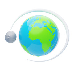 3D the moon revolves around the earth