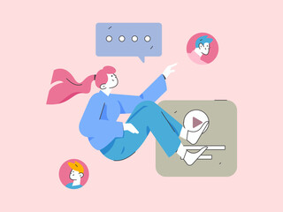 Personnel doing job interview flat vector concept operation hand drawn illustration
