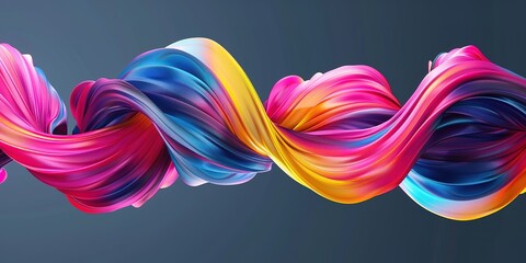 Fototapeta premium 3D Colorful Twisted Big Ribbon isolated dark blue background