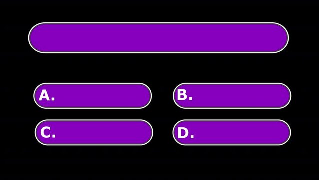 quiz template, quiz game for question answers, Quiz with option selection on black background.
