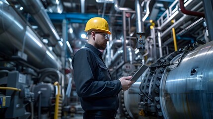 Fototapeta premium Illustration of Using historical and real-time data to predict equipment failures and schedule proactive maintenance. Ai Generate.