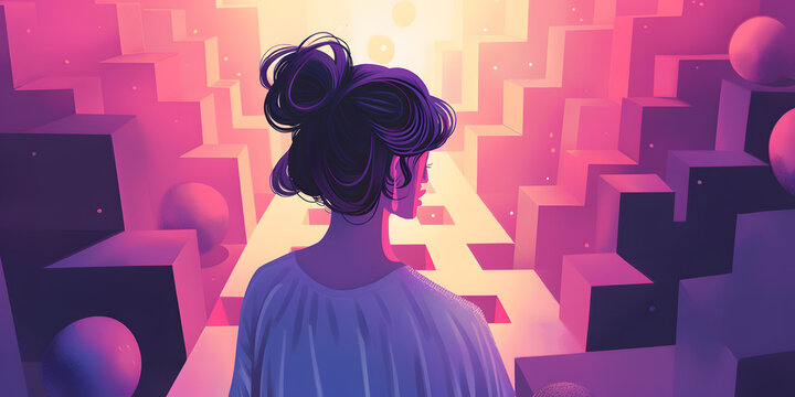 Pessoa confusa olhando para um labirinto