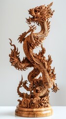 Fototapeta premium Beautiful wood carvings of mythical animals.