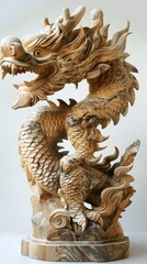Fototapeta premium Beautiful wood carvings of mythical animals.