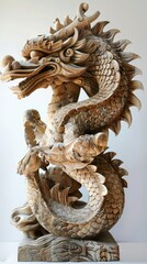 Fototapeta premium Beautiful wood carvings of mythical animals.