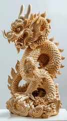 Fototapeta premium Beautiful wood carvings of mythical animals.