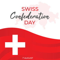 Swiss Confederation Day with Red map of the country
