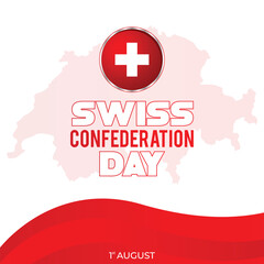 Swiss Confederation Day with Red map of the country