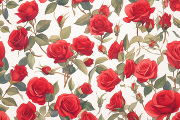 pattern with red roses