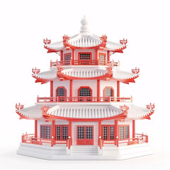 Fototapeta premium 3D rendering of Chinese style ancient architectural scene, Chinese style architectural scene concept illustration