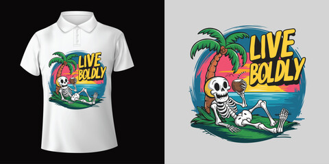 Naklejka premium Live Boldly text t shirt vector design element