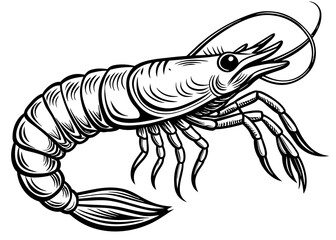 Simple shrimp silhouette vector illustration 