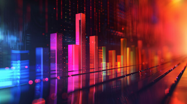 Financial data curve chart, financial technology themed big data analysis bar chart background - Powered by Adobe