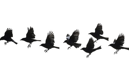 Fototapeta premium Clear Background Isolated Birds Flock