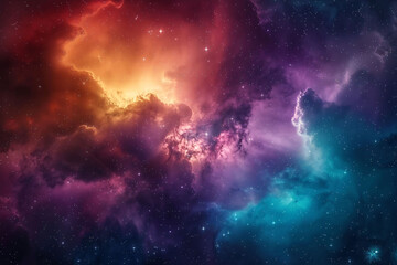 Obraz premium Colorful cosmic nebula shrouded in space dust, celestial wonders cosmic starry sky concept illustration